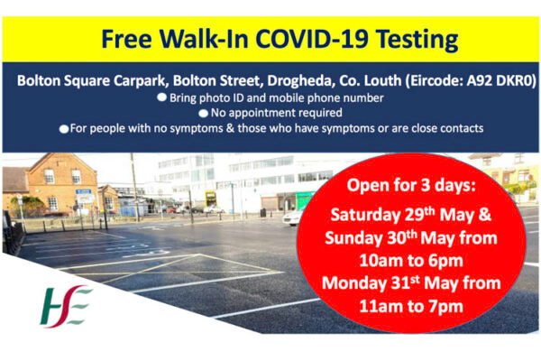 Drogheda’s free walk-in COVID-19 test centre to remain open until Monday