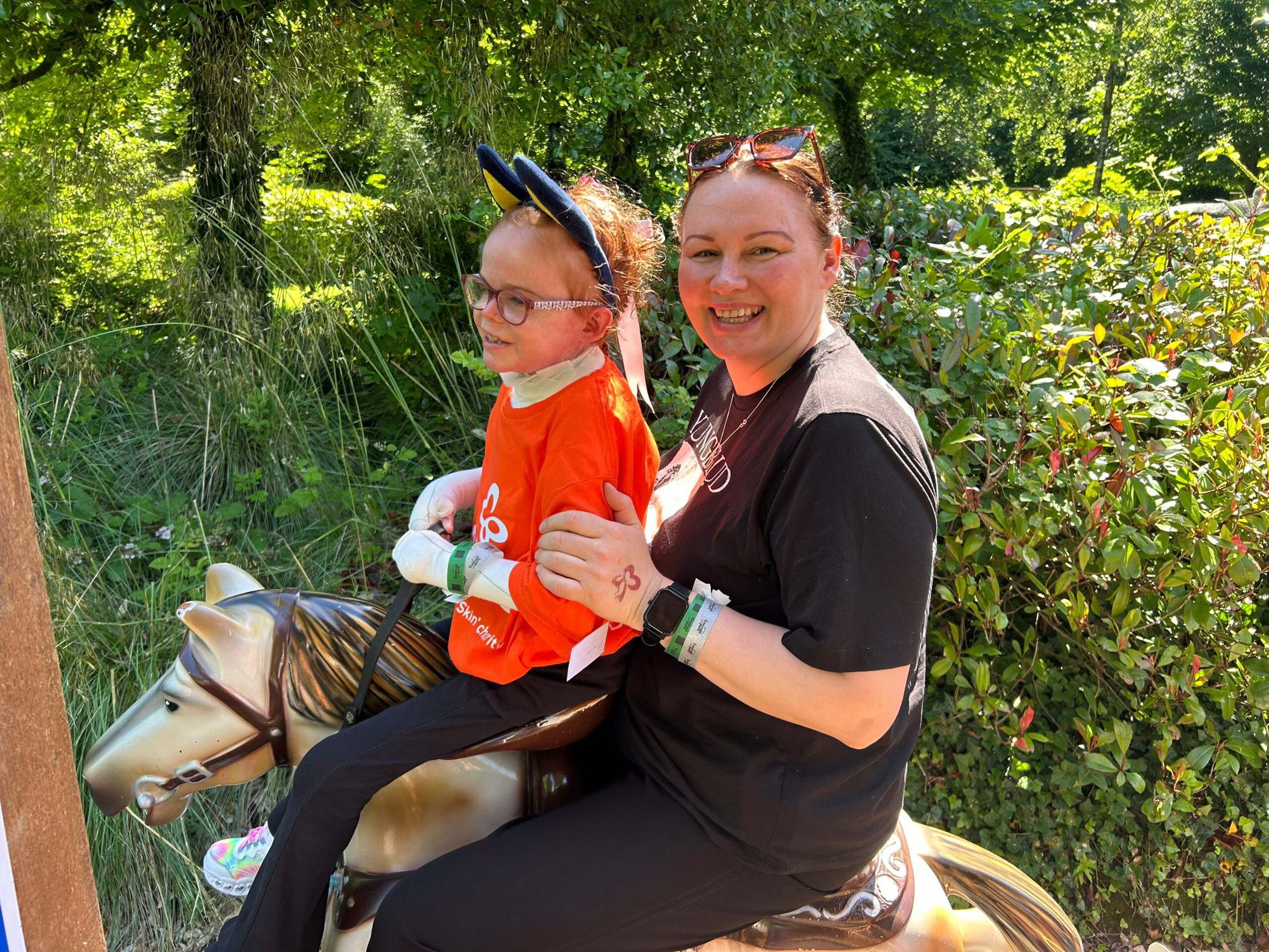 Maria Maciukas, age 10, with mum Gunita Spirge enjoying a Summer Extravaganza family fun day event organised by Debra, the national charity supporting over 300 people living with EB in Ireland.