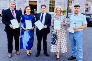 Louth TD Paula Butterly at the launch of the domestic violence report in July 2026