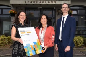 Louth County Council representatives launching the Library Service Development Programme 2026–2030 outside Ardee Library
