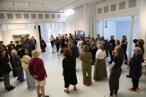 Visitors attending the Picturing the Border exhibition opening at Highlanes Gallery in Drogheda