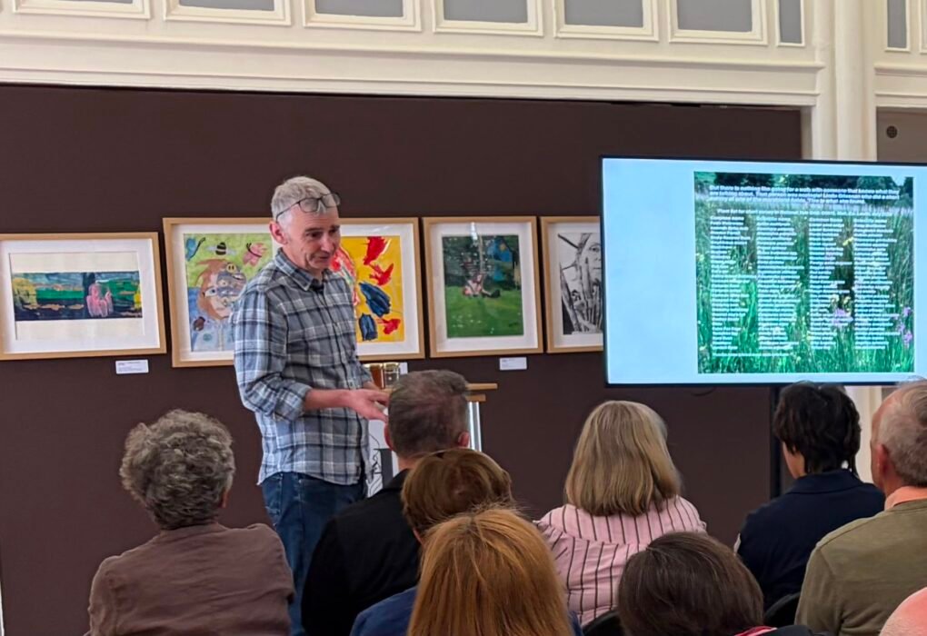 Tony Conaghy presenting the Boyne biodiversity study at Highlanes Gallery in Drogheda