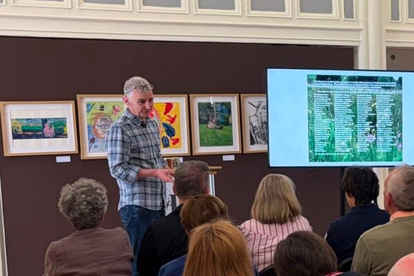 Tony Conaghy presenting the Boyne biodiversity study at Highlanes Gallery in Drogheda