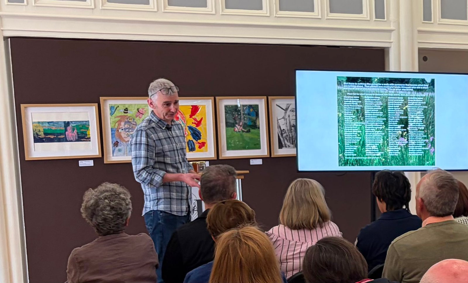Tony Conaghy presenting Other Nations 3: Biodiversity at the Marsh & Alluvial Woodland of the Boyne SAC at Highlanes Gallery in Drogheda. Tony Conaghy presenting the Boyne biodiversity study at Highlanes Gallery in Drogheda