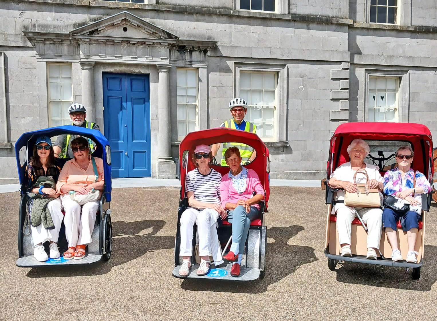 Pictured in their DDS4OP trishaws at Oldbridge House are (from left) Noele McEvoy, Stella Matthews, Breda McEvoy, Bridget Moore, Mary Lynch and Josephine Campbell.