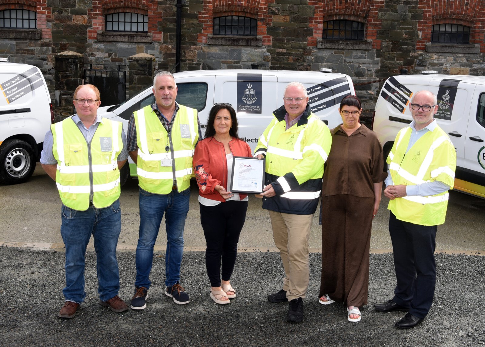 Representatives of Louth County Council pictured after the local authority achieved ISO 45001 certification for its occupational health and safety management system. Representatives of Louth County Council marking the council’s ISO 45001 workplace safety certification award.
