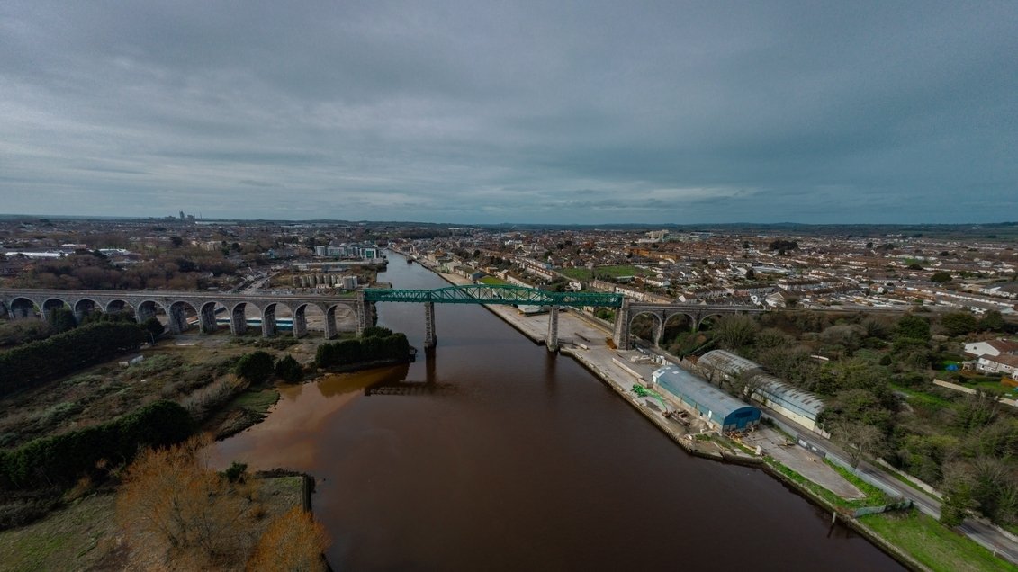 Aerial view of Drogheda and the River Boyne