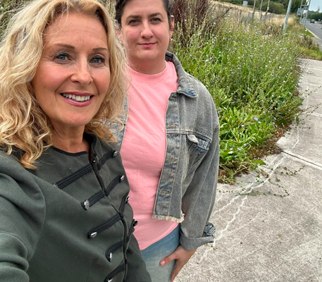 Senator Alison Comyn and Mihaela Balan pictured near Newtown View on the Marsh Road in Drogheda