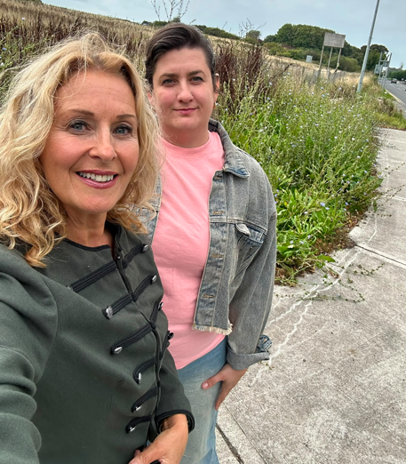 Senator Alison Comyn and Mihaela Balan pictured near Newtown View on the Marsh Road in Drogheda