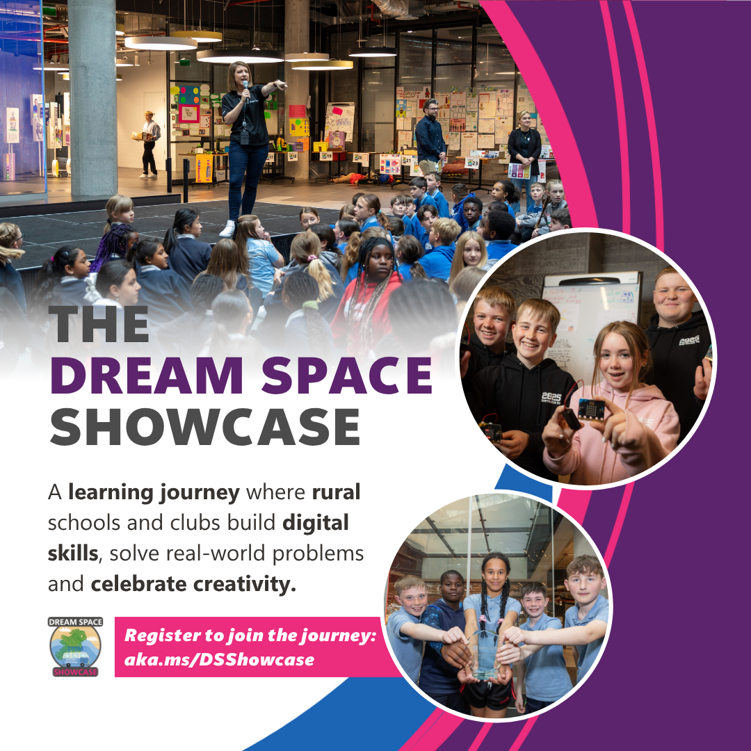 Dream Space Showcase 2026/27 promotional image featuring pupils taking part in STEM and digital learning activities