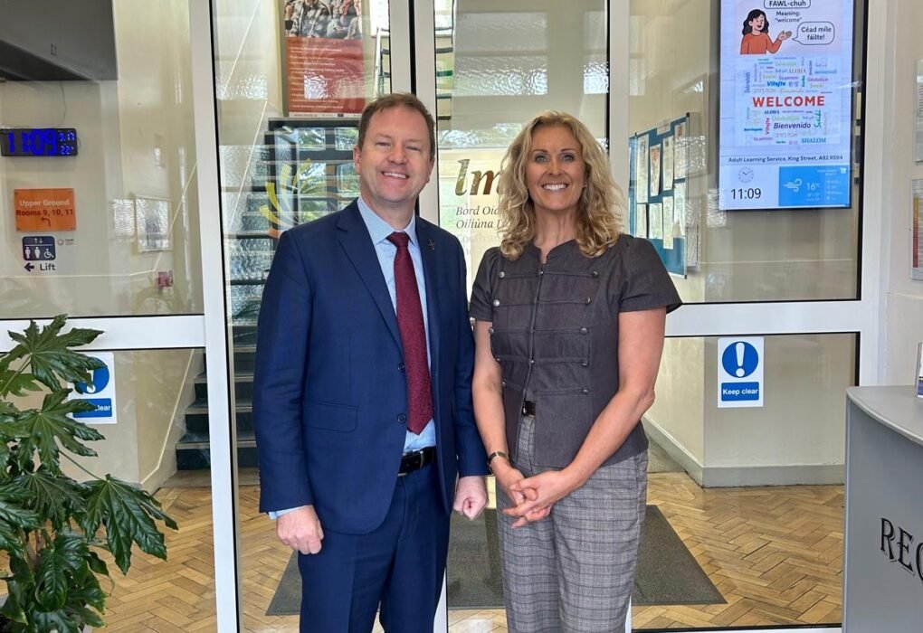 Minister James Lawless and Senator Alison Comyn pictured at Drogheda Youthreach on King Street