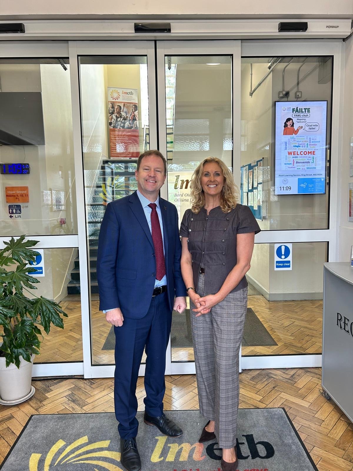 Minister James Lawless and Senator Alison Comyn pictured at Drogheda Youthreach on King Street