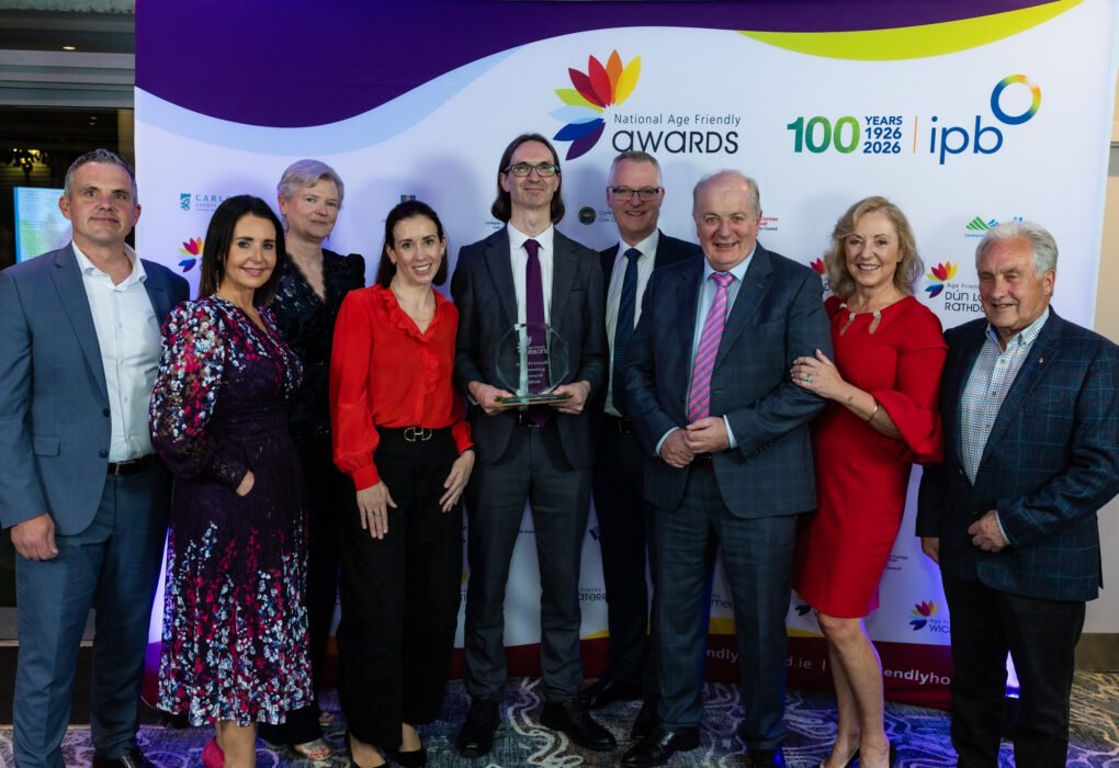 Representatives pictured with the Age Friendly Housing Award for Greenhills Grange at the 2026 National Age Friendly Awards