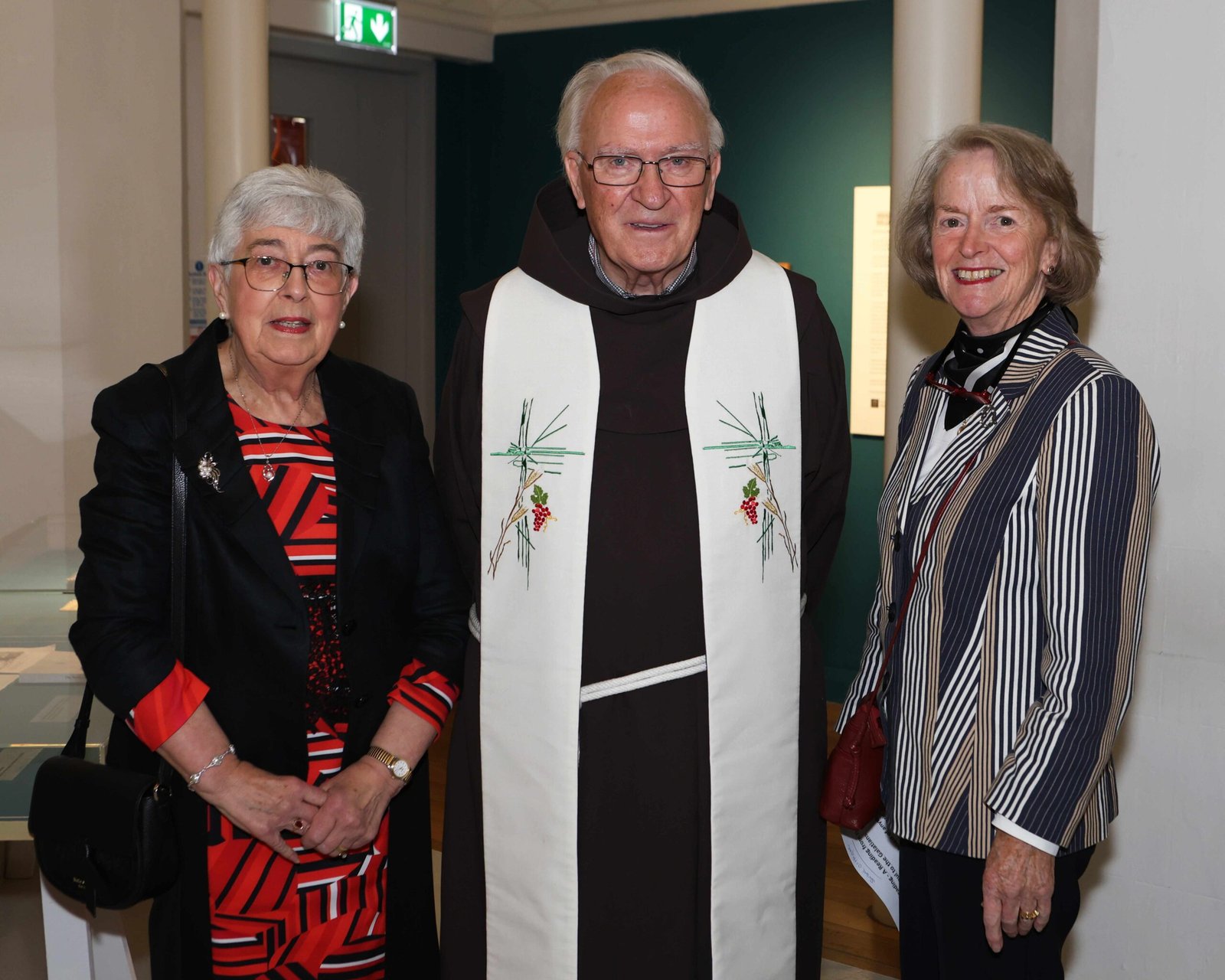 Three attendees pictured at Highlanes Gallery during its 20th anniversary event marking the Franciscan Church gift to Drogheda