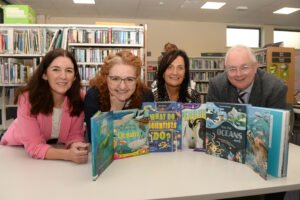 Louth Science Festival 2026 launch at Ardee Library with organisers and science books on the theme of water
