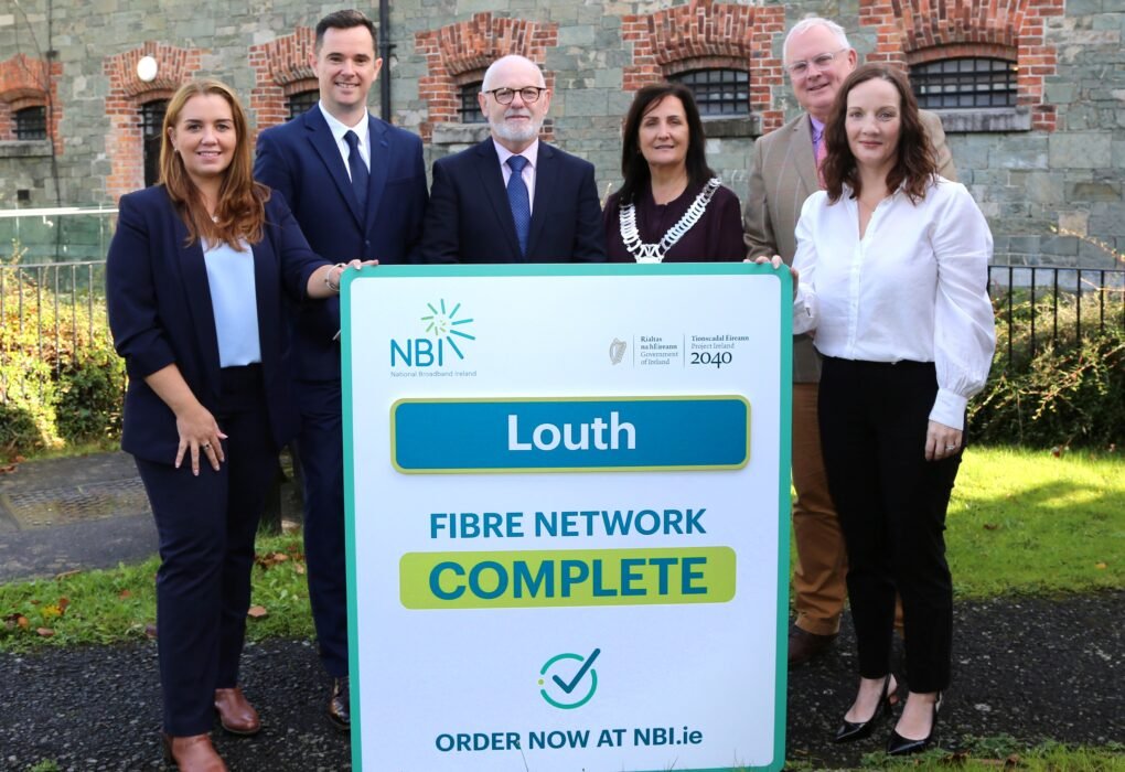 Representatives from National Broadband Ireland and Louth County Council pictured marking completion of the main fibre network build in County Louth