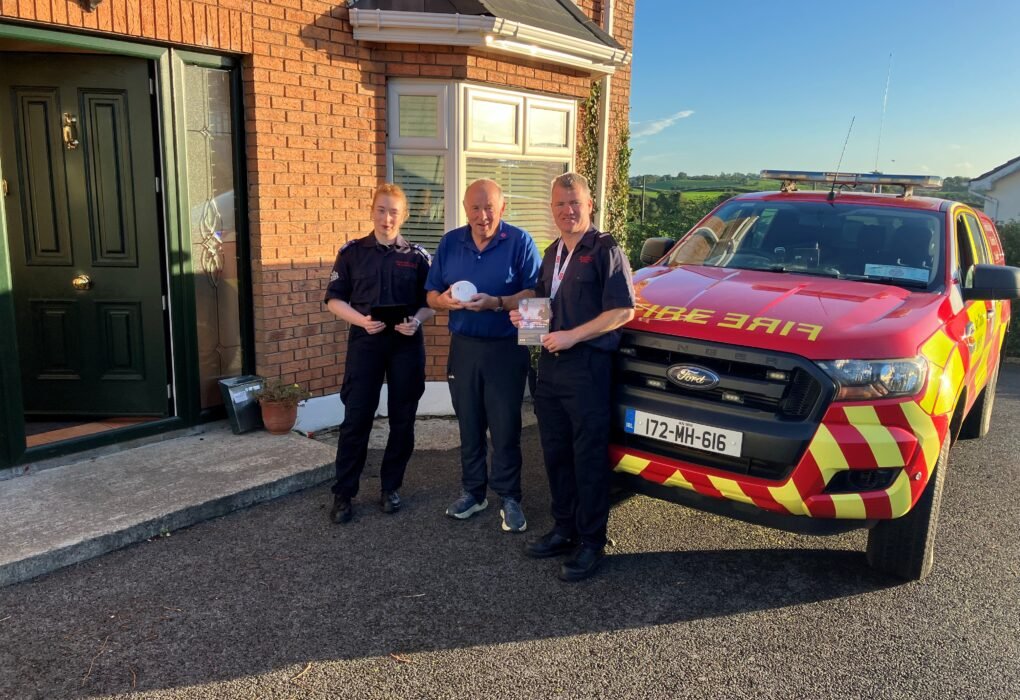 Meath County Council firefighters carrying out a home fire safety visit in Nobber during Fire Safety Week