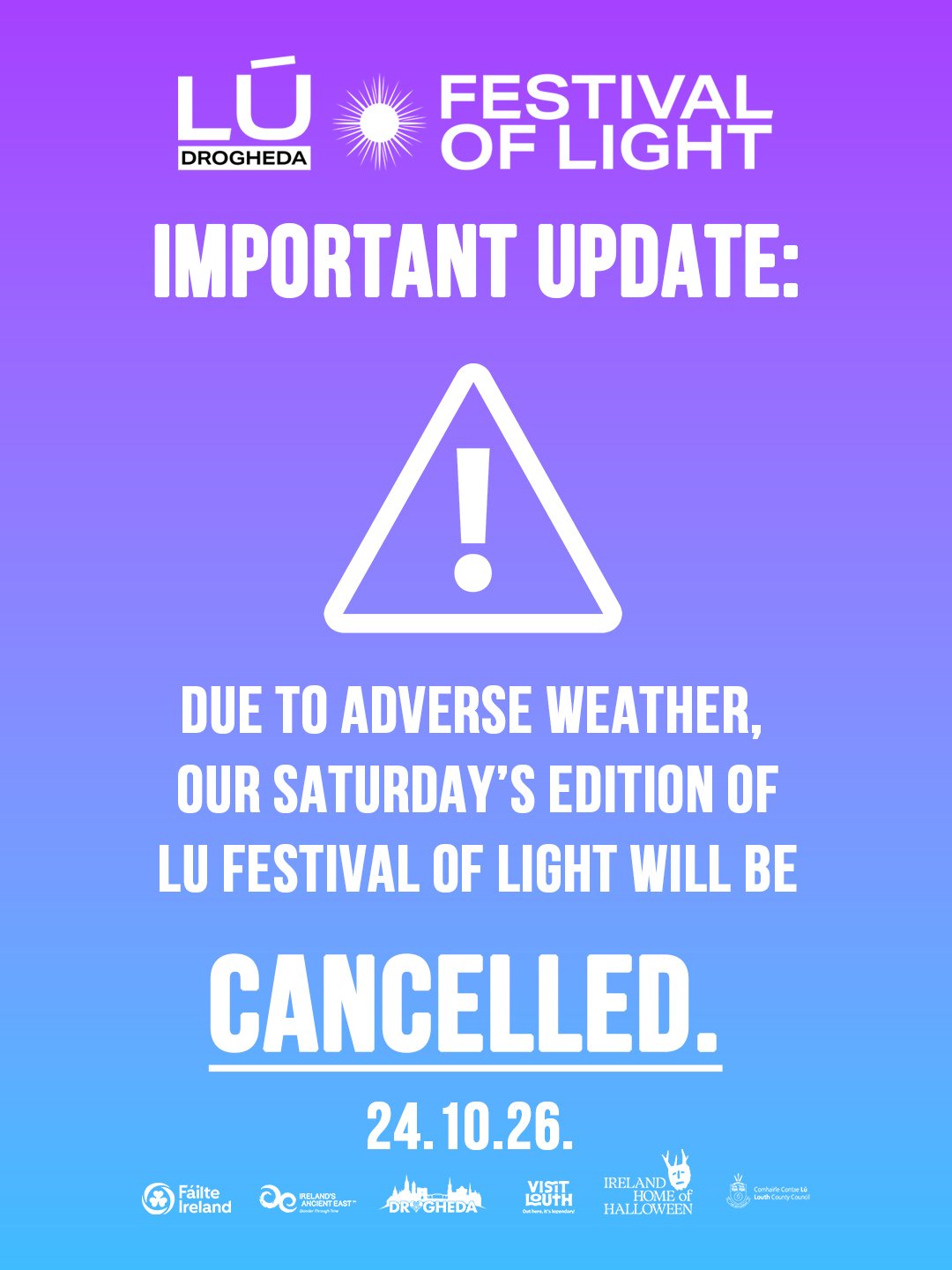 Lu Festival of Light Cancelled Tonight Due to Storm Boelo