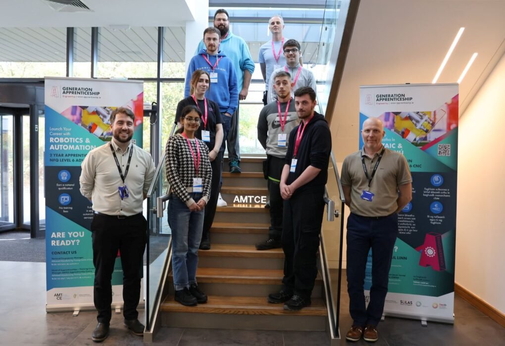 : Robotics and Automation apprentices and instructors pictured at LMETB’s Advanced Manufacturing Training Centre of Excellence in Dundalk